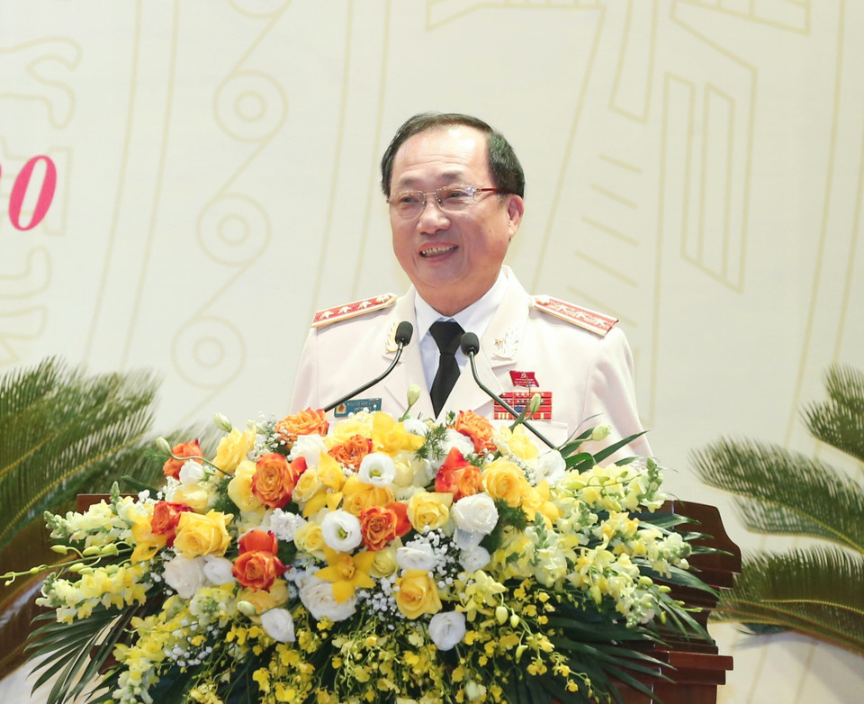 Thượng tướng Nguyễn Văn Thành, Ủy viên Trung ương Đảng, Thứ trưởng Bộ Công an phát biểu. (Ảnh: Doãn Tấn/TTXVN)