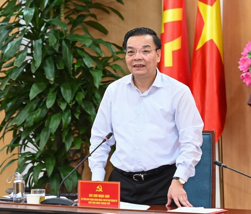  Chủ tịch UBND thành phố Chu Ngọc Anh phát biểu. (Ảnh: TTXVN)