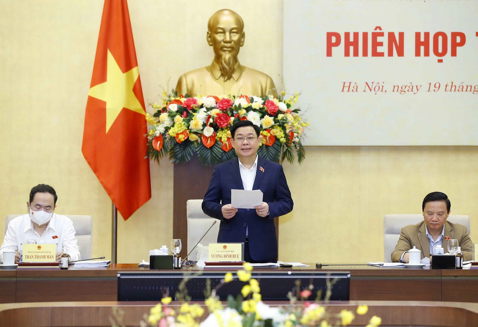 Chủ tịch Quốc hội Vương Đình Huệ phát biểu. (Ảnh: Doãn Tấn/TTXVN)