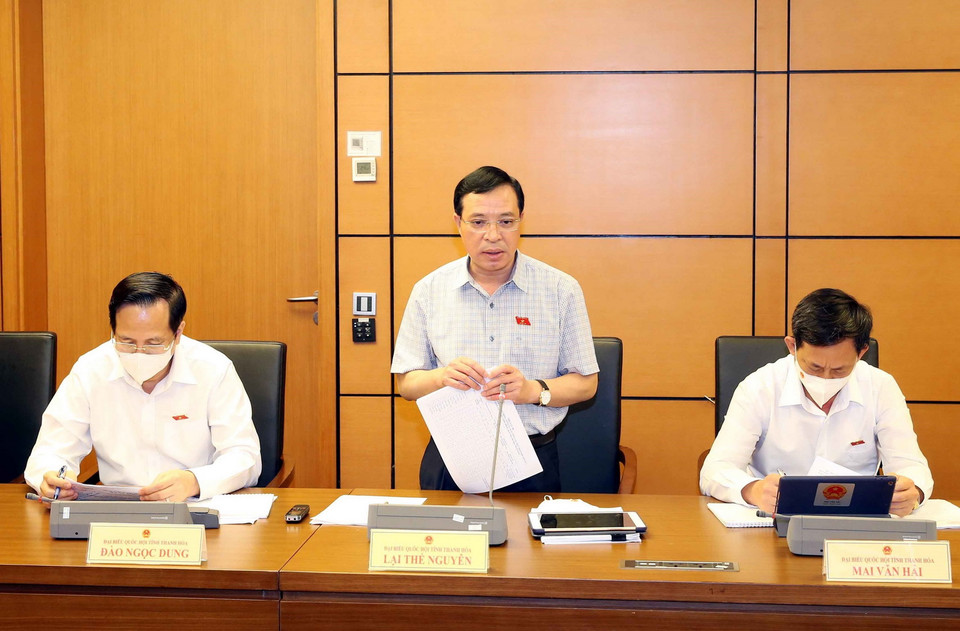  Đại biểu Quốc hội tỉnh Thanh Hóa Lê Thế Nguyên phát biểu. (Ảnh: Phạm Kiên/TTXVN)