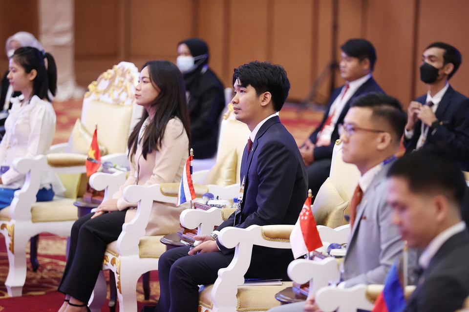 Đại diện thanh niên ASEAN tham gia đối thoại. (Ảnh: Dương Giang/TTXVN)
