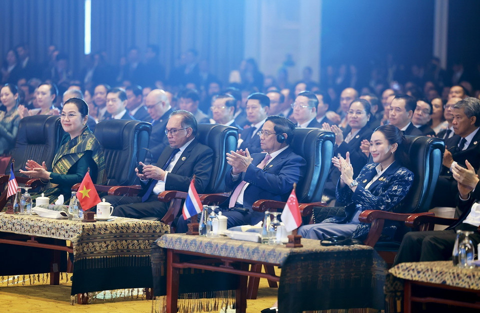 Thủ tướng Phạm Minh Chính và các Trưởng đoàn tham dự Phiên Khai mạc Hội nghị cấp cao ASEAN lần thứ 44. (Ảnh: Dương Giang/TTXVN)