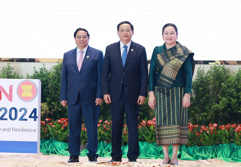 Sáng 9/10, Thủ tướng Phạm Minh Chính tham dự Phiên khai mạc Hội nghị Cấp cao Hiệp hội các quốc gia Đông Nam Á (ASEAN) lần thứ 44, tại Vientiane, Lào. (Ảnh: Dương Giang/TTXVN)