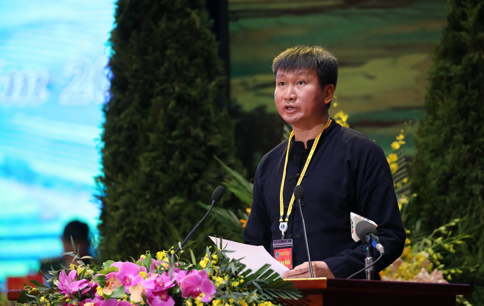 Ông Trần Huy Tuấn, Chủ tịch Ủ ban Nhân dân tỉnh Yên Bái phát biểu tham luận. (Ảnh: Dương Giang/TTXVN)