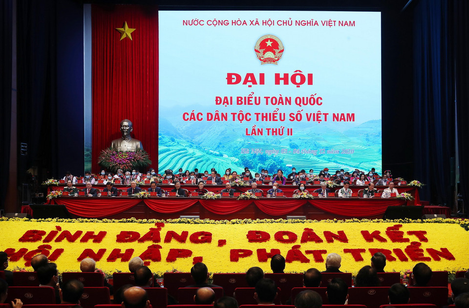 Đoàn Chủ tịch điều hành Đại hội. (Ảnh: Lâm Khánh/TTXVN)