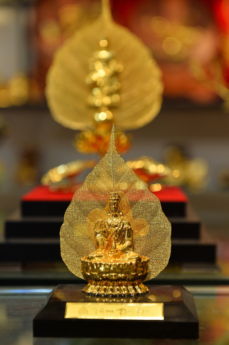 Lá bồ đề có hình dạng giống trái tim ấm áp, mãnh liệt và dạt dào tình cảm nên tượng trưng cho tình thương, sự từ bi của Đức Phật luôn dành cho con người. (Ảnh: Minh Đức/TTXVN)