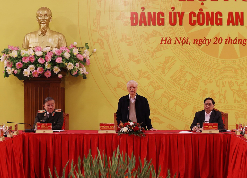 Tổng Bí thư Nguyễn Phú Trọng phát biểu chỉ đạo hội nghị. (Ảnh: Trí Dũng/TTXVN)