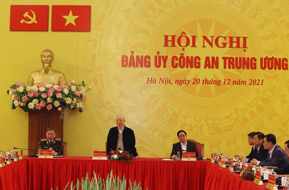 Tổng Bí thư Nguyễn Phú Trọng phát biểu chỉ đạo Hội nghị. (Ảnh: Trí Dũng/TTXVN)