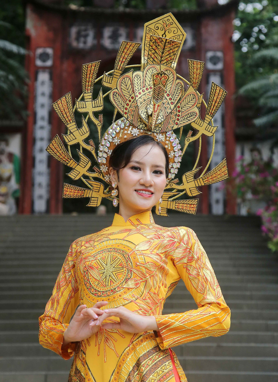 Thí sinh của Việt Nam Lê Thị Hương Ly, 20 tuổi, đến từ Hải Phòng, hiện là sinh viên năm thứ 3 Trường Đại học Hải Phòng, chuyên ngành Sư phạm Anh-Nhật. (Ảnh: Trung Kiên/TTXVN)