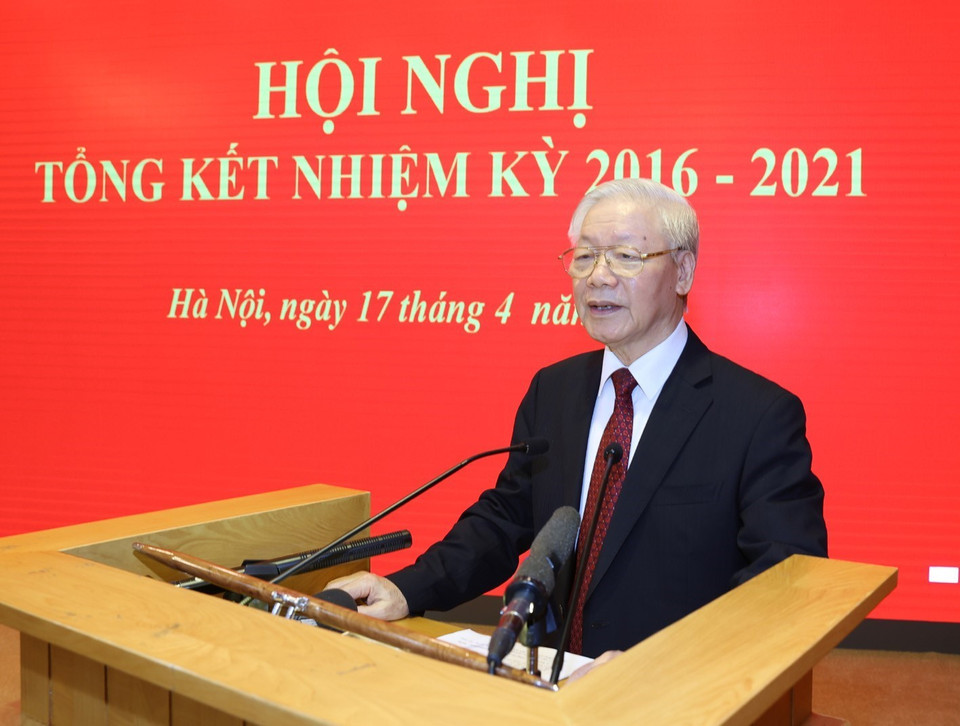 Tổng Bí thư Nguyễn Phú Trọng phát biểu tại Hội nghị. (Ảnh: Trí Dũng/TTXVN)