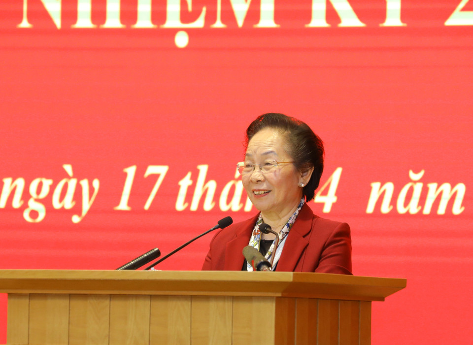 Nguyên Phó Chủ tịch nước Nguyễn Thị Doan phát biểu. (Ảnh: Văn Điệp - TTXVN)