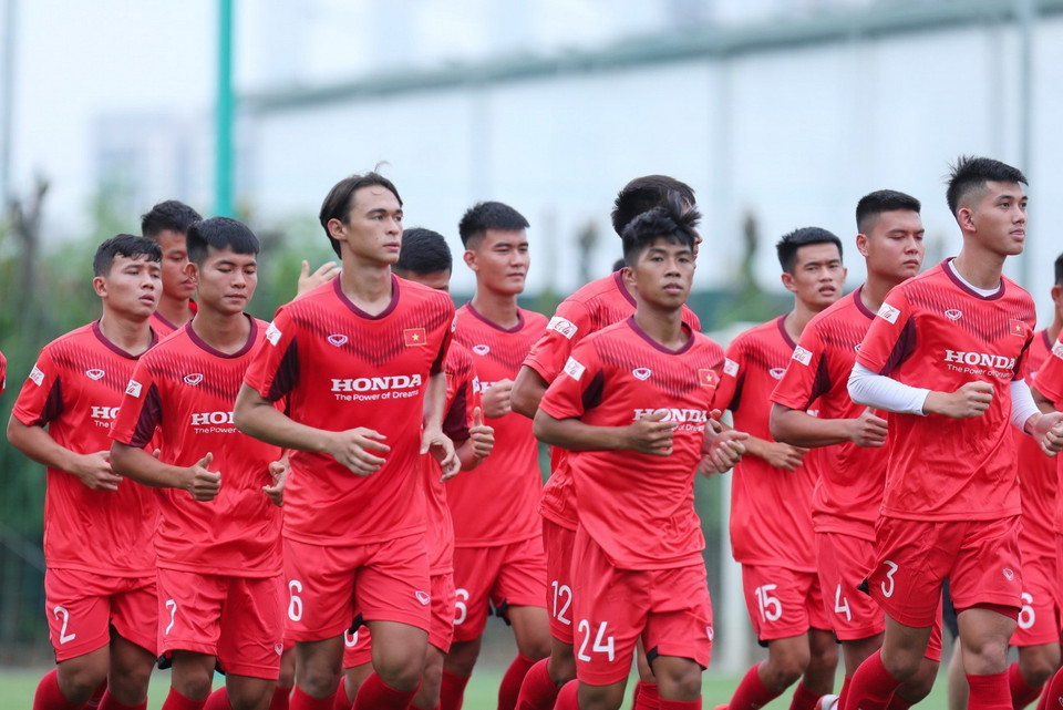 Các cầu thủ U22 Việt Nam sẽ là lực lượng của bóng đá Việt Nam chuẩn bị cho mục tiêu lâu dài là bảo vệ Huy chương Vàng SEA Games 31. (Ảnh: Thành Đạt/TTXVN)