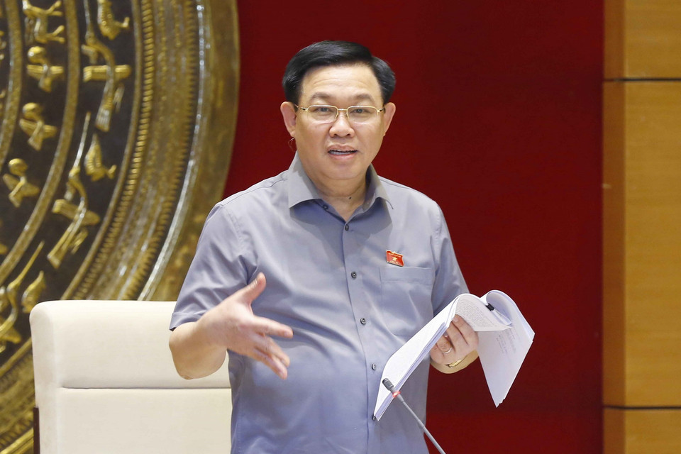 Chủ tịch Quốc hội Vương Đình Huệ phát biểu. (Ảnh: Doãn Tấn/TTXVN)