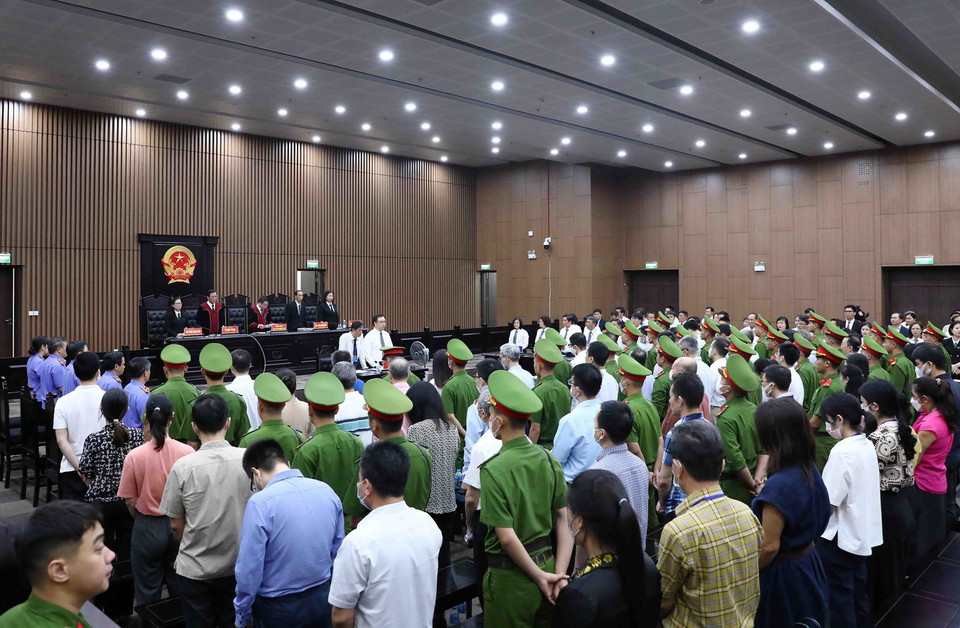 Quang cảnh phiên tòa. (Ảnh: Phạm Kiên/TTXVN)