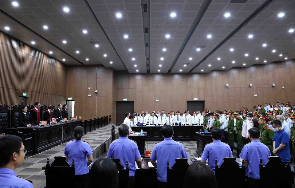 Quang cảnh phiên tòa. (Ảnh: Phạm Kiên/TTXVN)