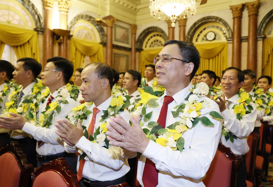 Đại biểu là cán bộ, công nhân lao động tiêu biểu ngành Dầu khí dự buổi gặp mặt Chủ tịch nước. (Ảnh: Thống Nhất/TTXVN)