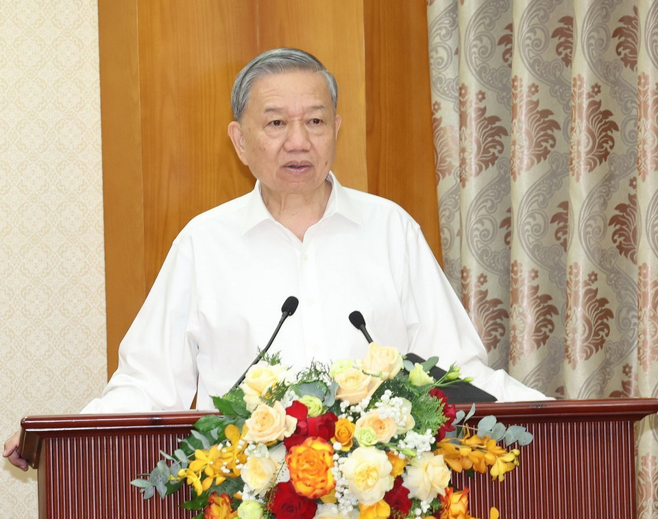 Tổng Bí thư, Chủ tịch nước Tô Lâm phát biểu tại buổi làm việc với cán bộ lãnh đạo các cơ quan Nội chính ﻿Trung ương. (Ảnh: Trí Dũng/TTXVN)