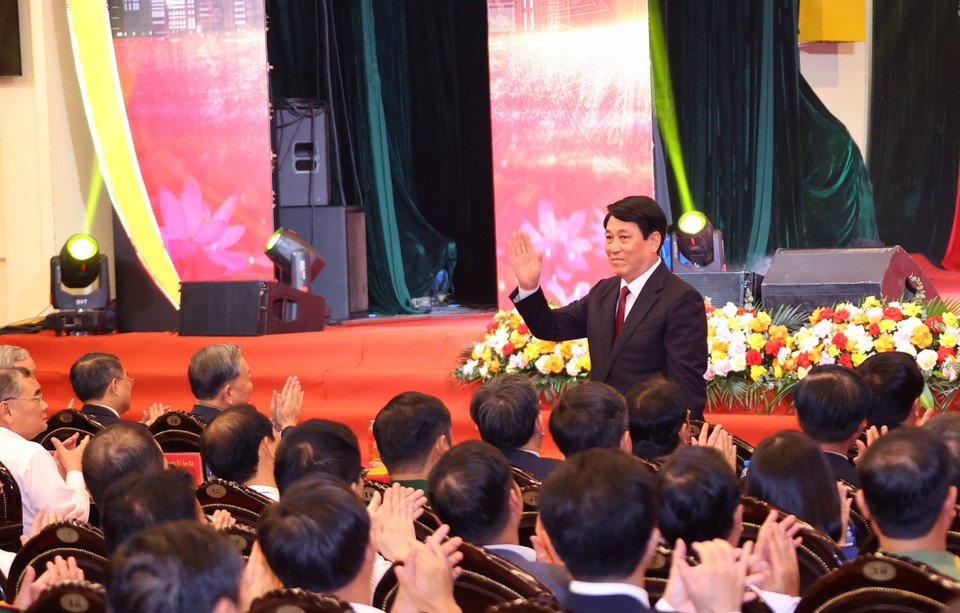 Đại tướng Lương Cường, Ủy viên Bộ Chính trị, Thường trực Ban Bí thư, Trưởng Ban Chỉ đạo 35 Trung ương dự buổi lễ. (Ảnh: Văn Điệp/TTXVN)