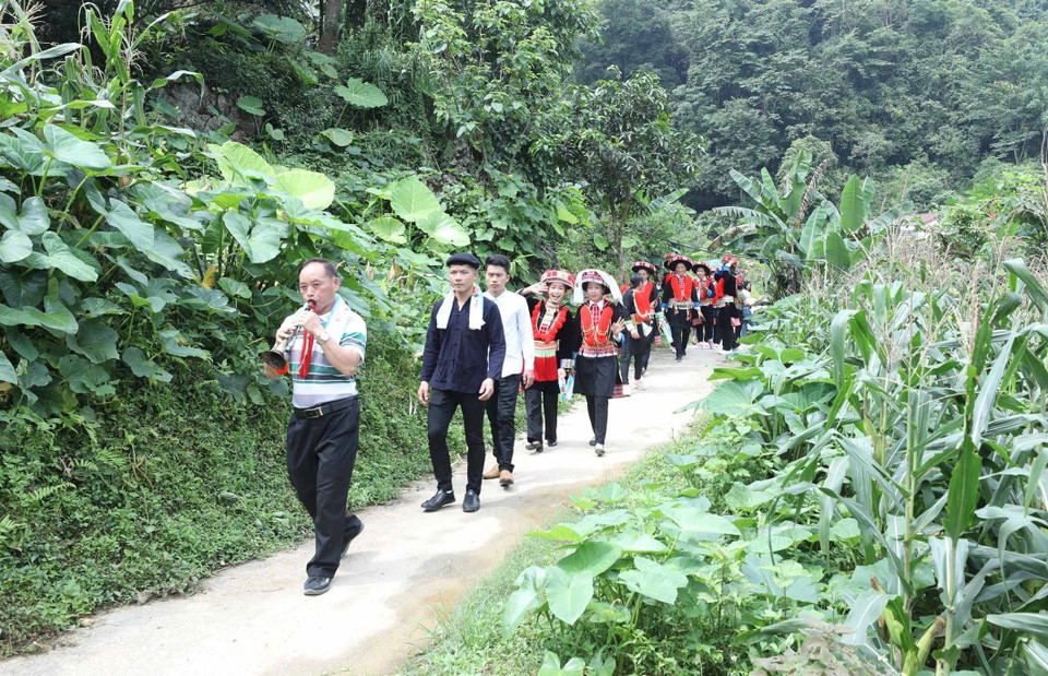  Lũng Slàng là thôn 100% người dân tộc Dao sinh sống với phong tục đám cưới rất đặc sắc. (Ảnh: Anh Tuấn/TTXVN)