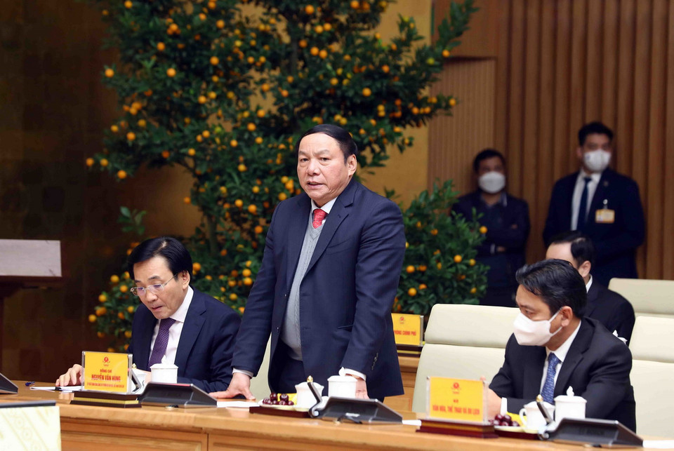 Bộ trưởng Bộ Văn hóa, Thể thao và Du lịch Nguyễn Văn Hùng phát biểu. (Ảnh: Phạm Kiên/TTXVN)