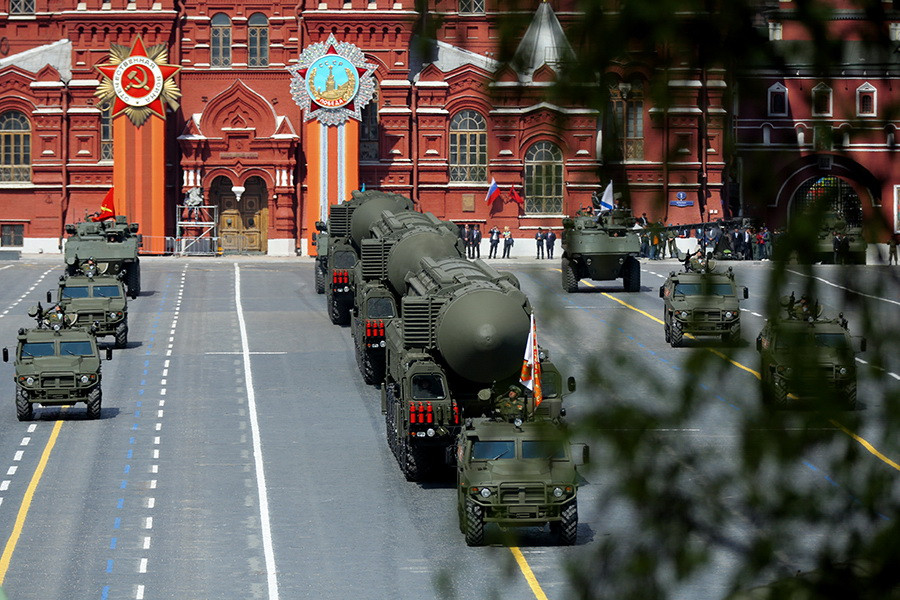 Xe bọc thép chở quân Bumerang ở vị trí cuối đội hình duyệt binh. (Nguồn: Bộ Quốc phòng Nga)