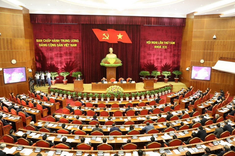 Tổng Bí thư Nguyễn Phú Trọng phát biểu khai mạc Hội nghị lần thứ tám Ban Chấp hành Trung ương Đảng Cộng sản Việt Nam khóa XII (Hà Nội, 2/10/2018). (Ảnh: Trí Dũng/TTXVN)