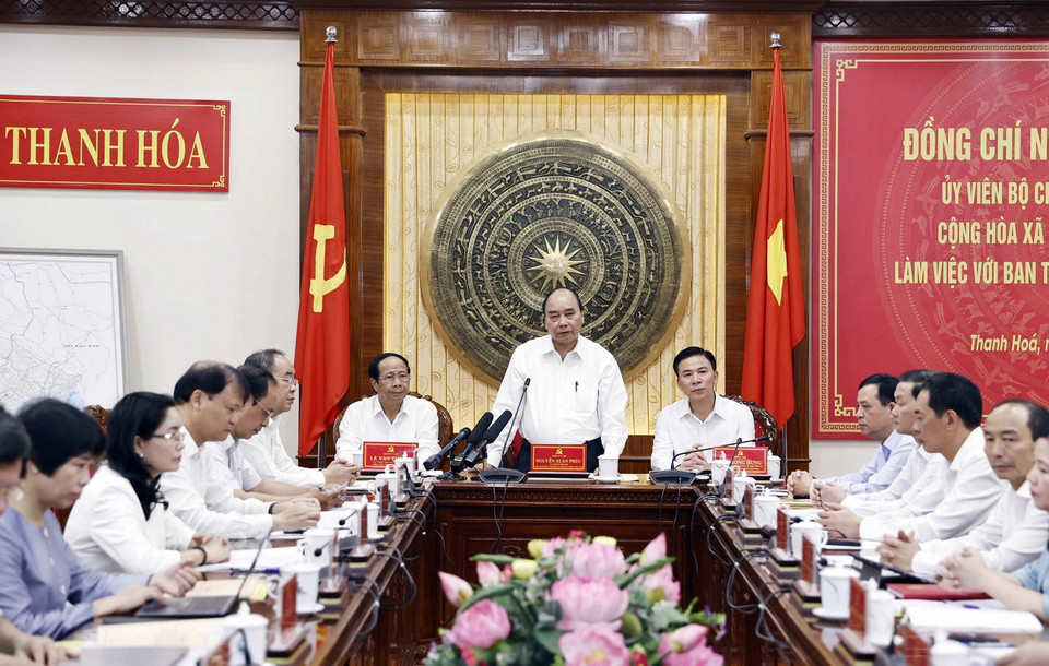 Chủ tịch nước Nguyễn Xuân Phúc phát biểu tại buổi làm việc. (Ảnh: Thống Nhất/TTXVN)