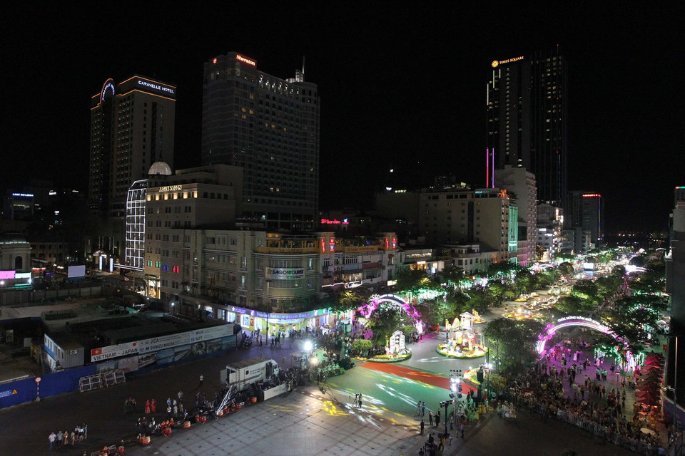 Đường hoa Tết Kỷ Hợi 2019. (Ảnh: Thanh Vũ/TTXVN)