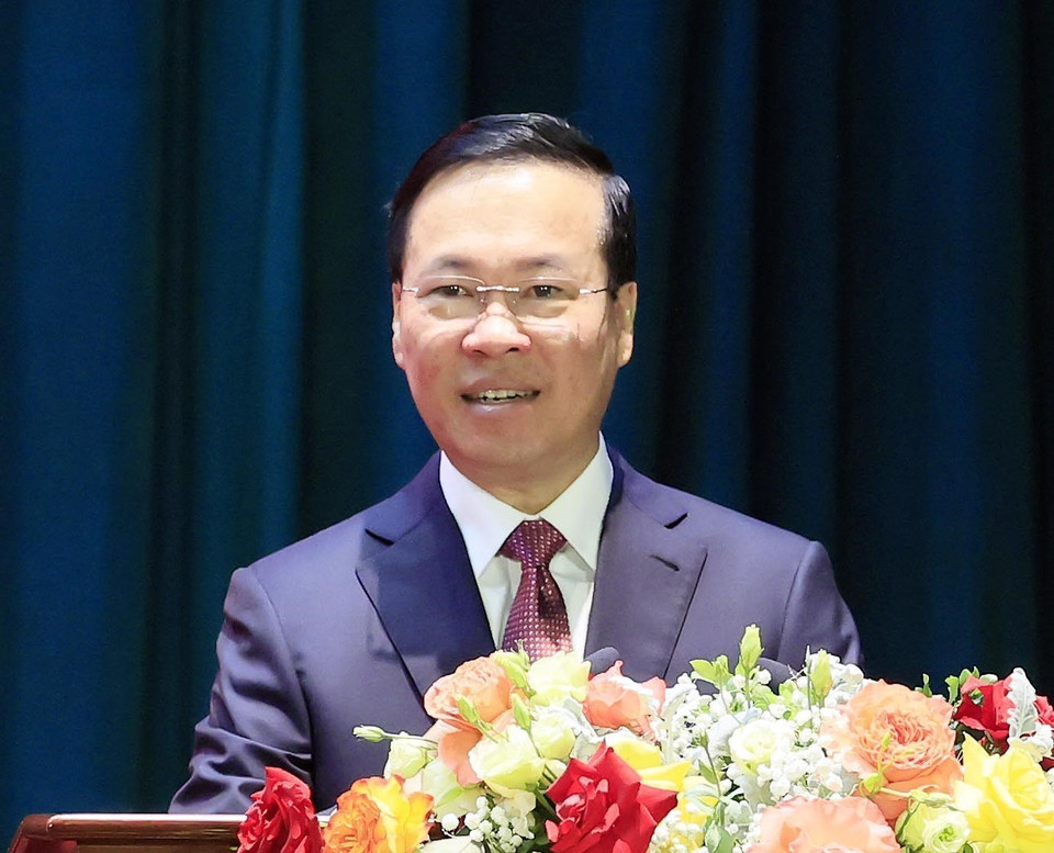 Chủ tịch nước Võ Văn Thưởng phát biểu chỉ đạo. (Ảnh: Thống Nhất/TTXVN)