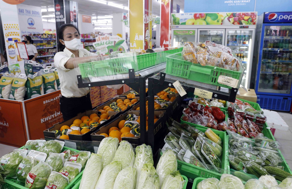 Hapromart kết nối với các nhà cung cấp ở nhiều tỉnh, thành tiêu thụ số lượng lớn hàng nông sản trong nước. (Ảnh: Trần Việt/TTXVN)