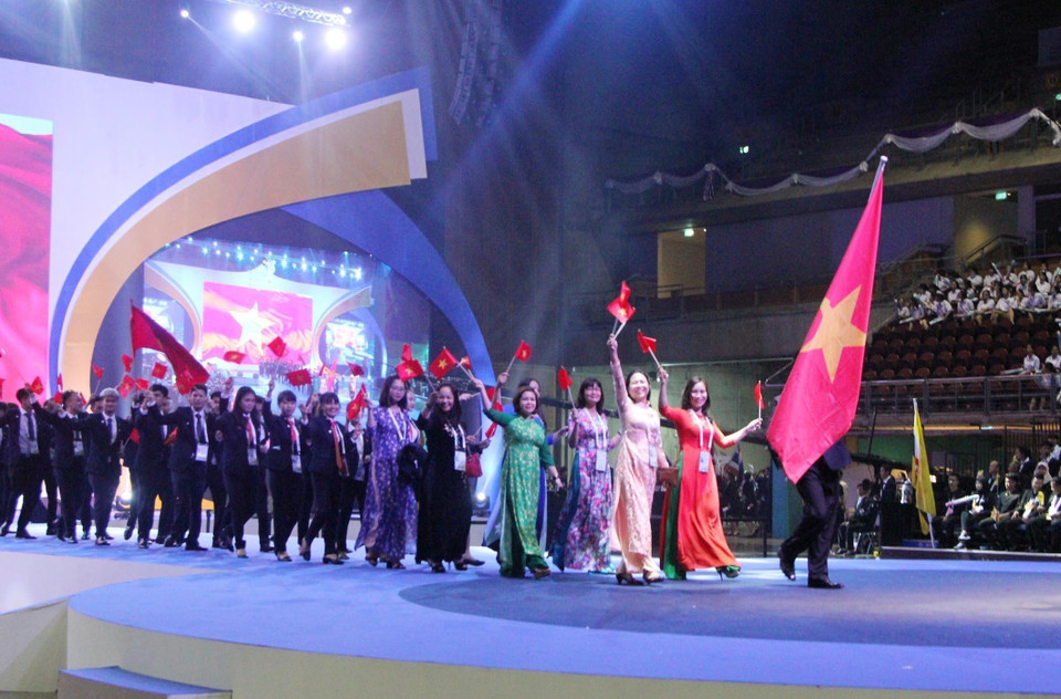 Đoàn Việt Nam tham dự Kỳ thi Tay nghề ASEAN lần thứ 12 ở Bangkok (Thái Lan), từ 31/8-4/9/2018. (Ảnh: TTXVN phát)