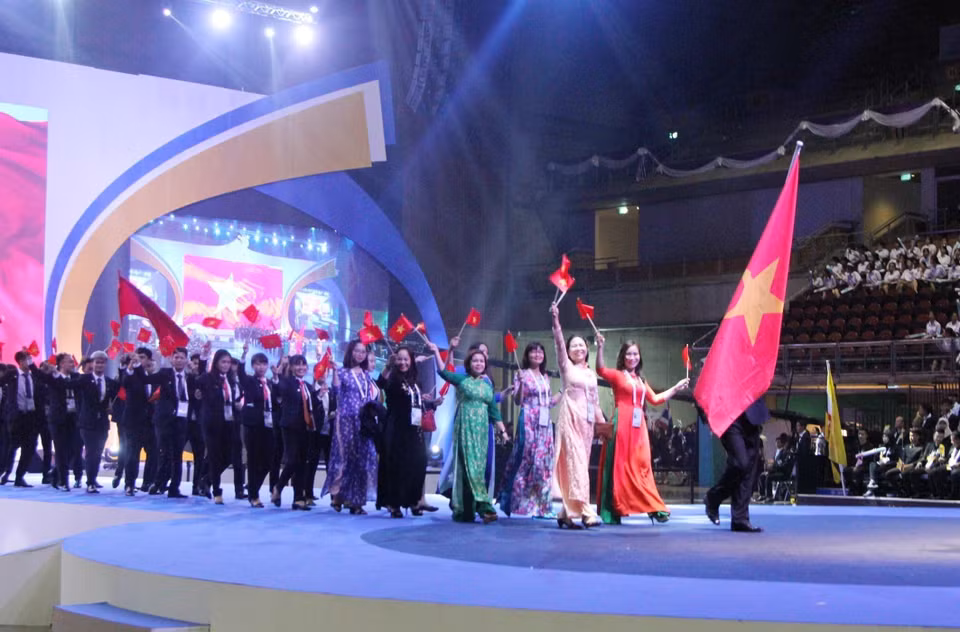 Đoàn Việt Nam tham dự Kỳ thi Tay nghề ASEAN lần thứ 12 ở Bangkok (Thái Lan), từ 31/8-4/9/2018. (Ảnh: TTXVN phát)
