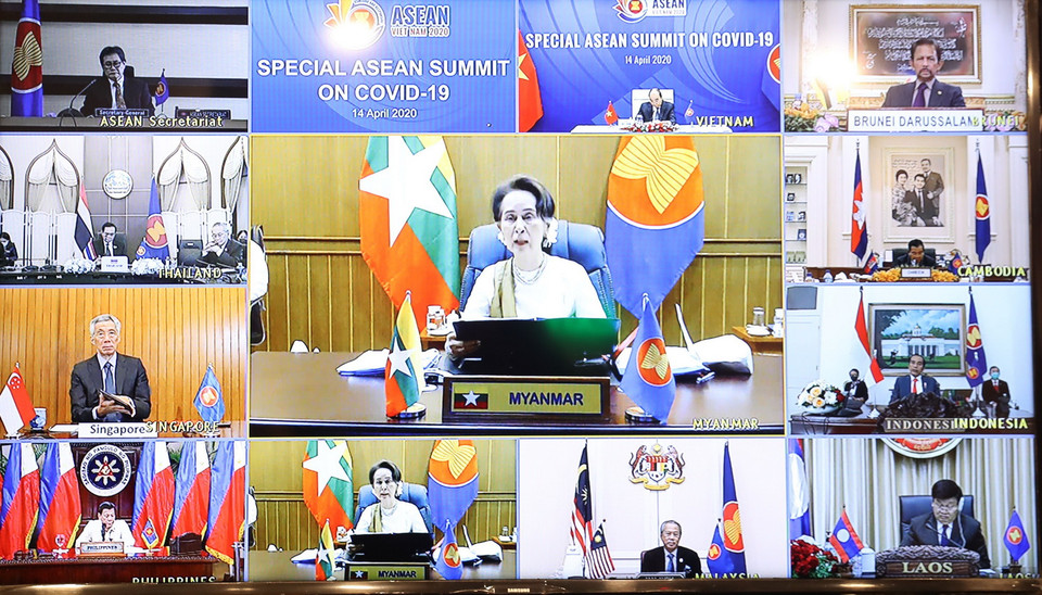 Cố vấn Nhà nước Myanmar Aung San Suu Kyi phát biểu. (Ảnh: Thống Nhất/TTXVN)