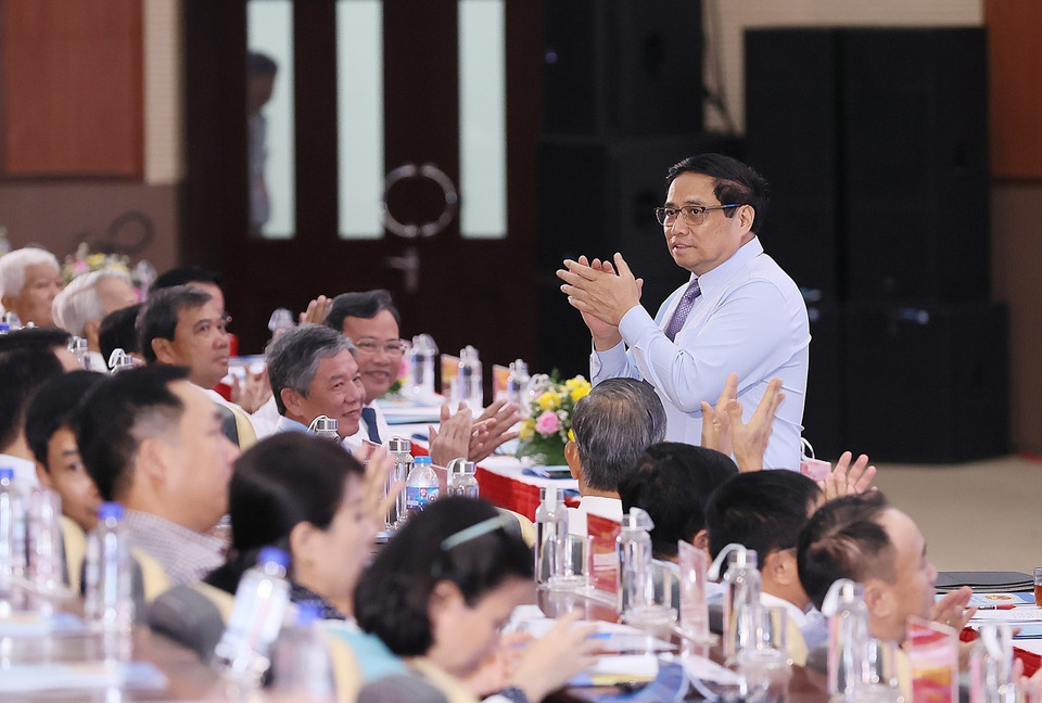 Thủ tướng Phạm Minh Chính đến dự Hội nghị Công bố Quy hoạch tỉnh Trà Vinh. (Ảnh: Dương Giang/TTXVN)