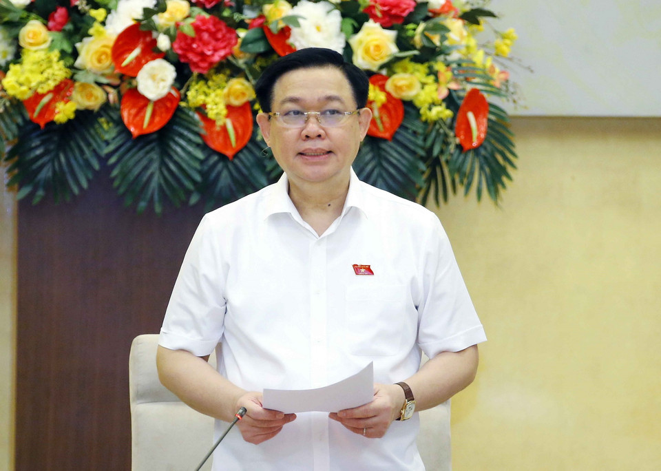 Chủ tịch Quốc hội Vương Đình Huệ phát biểu. (Ảnh: Doãn Tấn/TTXVN)