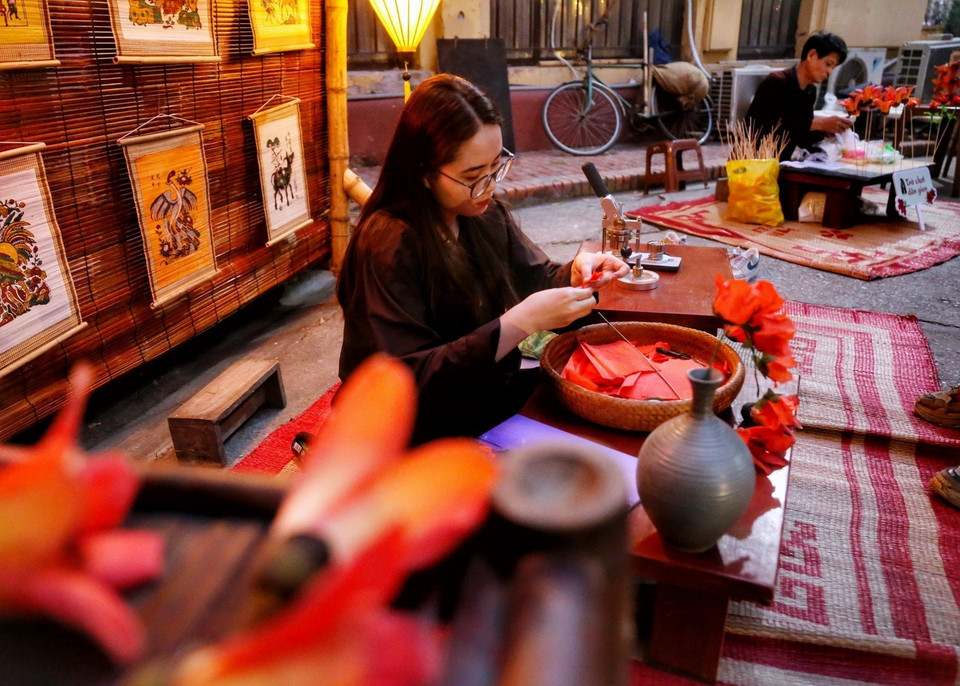 Các gian hàng về hoa gạo tại chương trình. (Ảnh: Tuấn Đức/TTXVN)