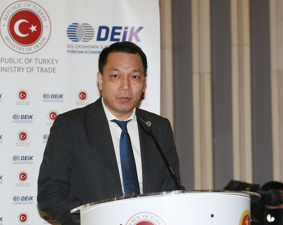 Thứ trưởng Bộ Công Thương Đặng Hoàng An phát biểu tại buổi tọa đàm. (Ảnh: Trọng Đức/TTXVN)