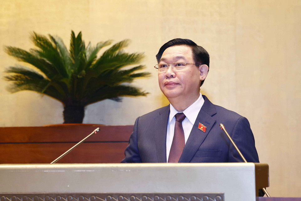 Chủ tịch Quốc hội Vương Đình Huệ phát biểu khai mạc. (Ảnh: Doãn Tấn/TTXVN)