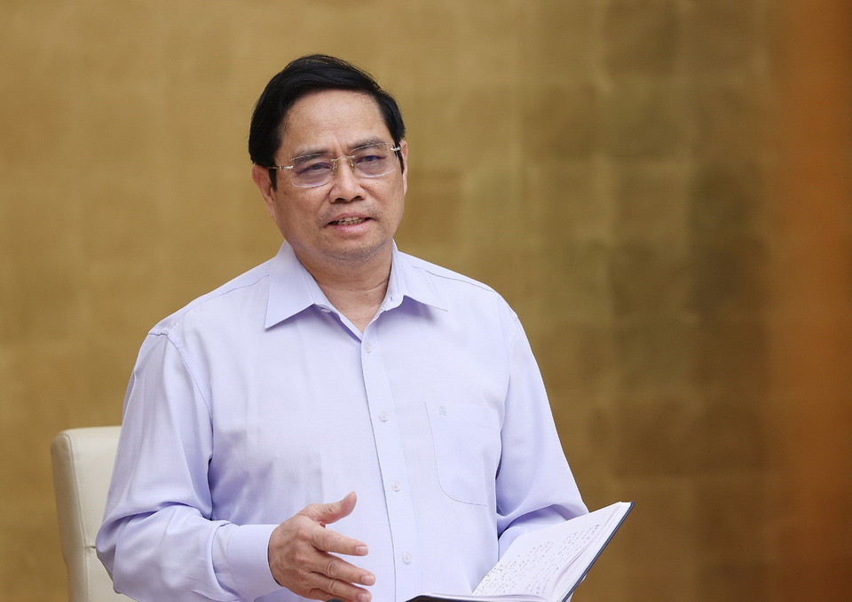  Thủ tướng Phạm Minh Chính phát biểu kết luận cuộc họp. (Ảnh: Dương Giang/TTXVN)