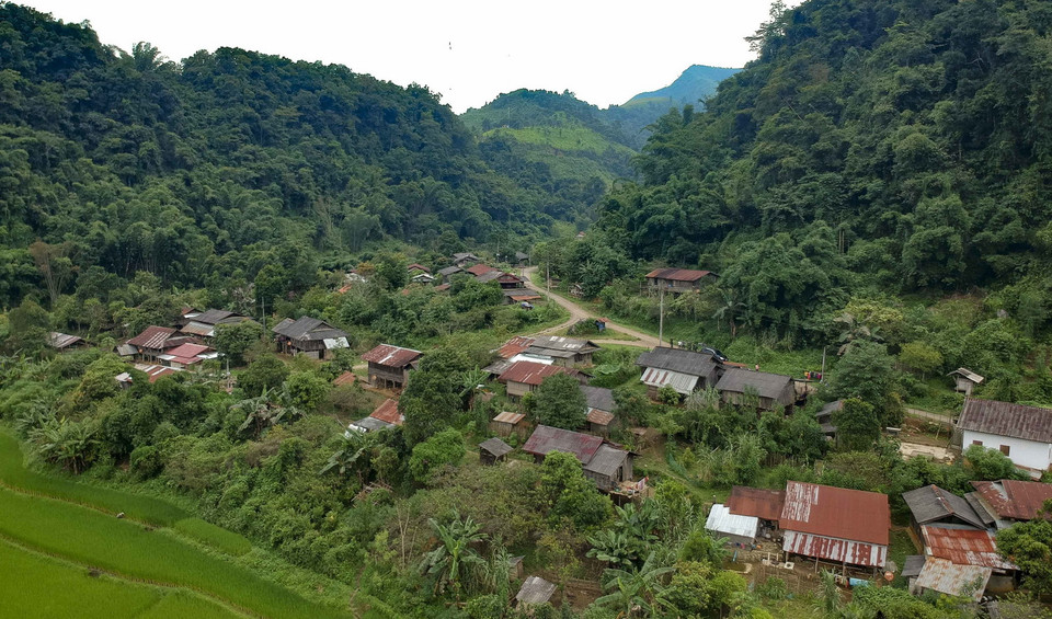  Bản Na Son, thuộc Cụm bản Na Son, huyện Phôn Thoong, tỉnh Luông Pha Băng, Lào là khu vực nhận được nhiều sự giúp đỡ của Bộ đội Biên phòng Việt Nam trong phát triển kinh tế. (Ảnh: Xuân Tư/TTXVN)