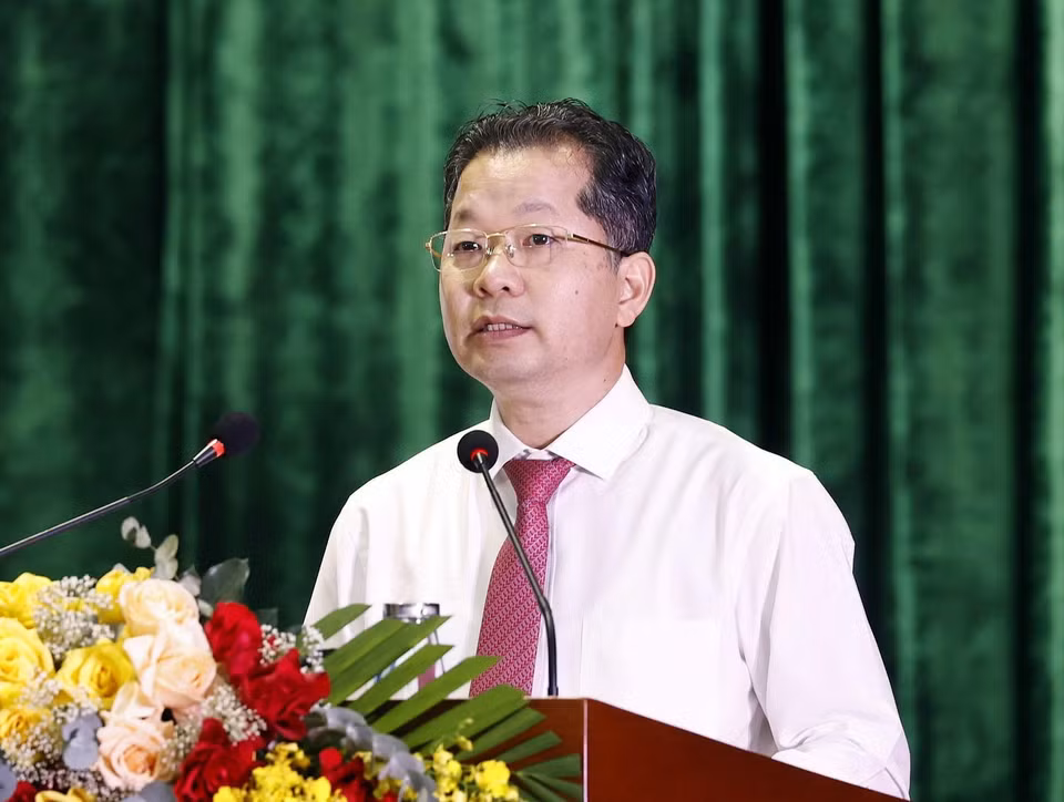 Ông Nguyễn Văn Quảng, Ủy viên Trung ương Đảng, Bí thư Thành ủy Đà Nẵng phát biểu khai mạc. (Ảnh: Thống Nhất/TTXVN)