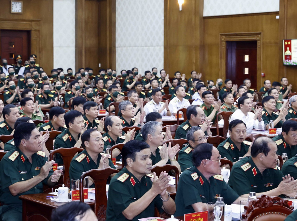 Nhiều tướng lĩnh trong Quân đội tham dự hội thảo. (Ảnh: Thống Nhất/TTXVN)