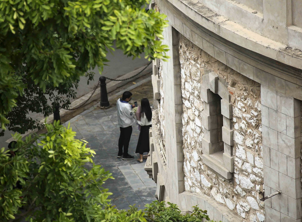 Tháp nước Hàng Đậu đang được tu sửa trở thành không gian nghệ thuật, dự kiến sẽ mở cửa cho khách tham quan từ ngày 17/11 đến 31/12. (Ảnh: Tuấn Đức/TTXVN)