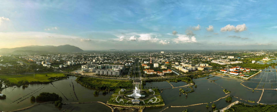 Thành phố Bà Rịa, tỉnh Bà Rịa-Vũng Tàu nhìn từ trên cao. (Ảnh: Vũ Sinh/TTXVN)