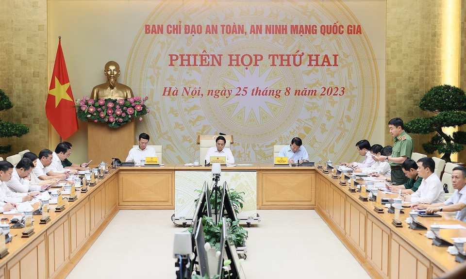 Phiên họp Ban Chỉ đạo An toàn, An ninh mạng quốc gia lần thứ hai. (Ảnh: Dương Giang/TTXVN)