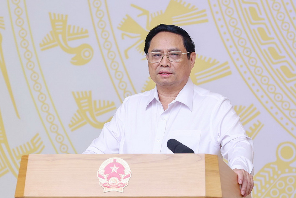  Thủ tướng Phạm Minh Chính, Trưởng Ban Chỉ đạo phát biểu kết luận Phiên họp Ban Chỉ đạo An toàn, An ninh mạng quốc gia lần thứ hai. (Ảnh: Dương Giang/TTXVN)