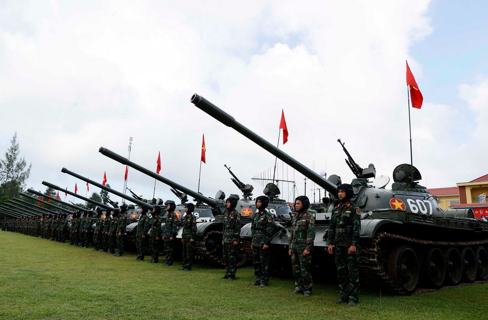 Lữ đoàn Tăng thiết giáp 574 đặc biệt coi trọng huấn luyện đồng bộ, chuyên sâu, sát nhiệm vụ, đối tượng, địa bàn và phương án tác chiến. (Ảnh: Thống Nhất/TTXVN)