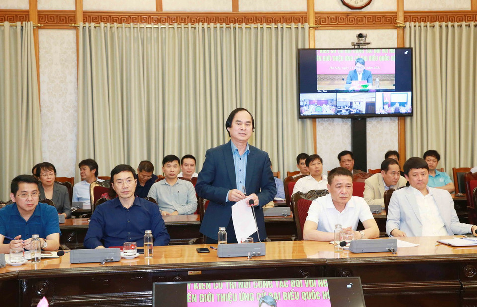 Ông Nguyễn Đức Tài, Vụ trưởng Vụ Tổng hợp, Văn phòng Trung ương Đảng phát biểu ý kiến. (Ảnh: Phương Hoa/TTXVN)