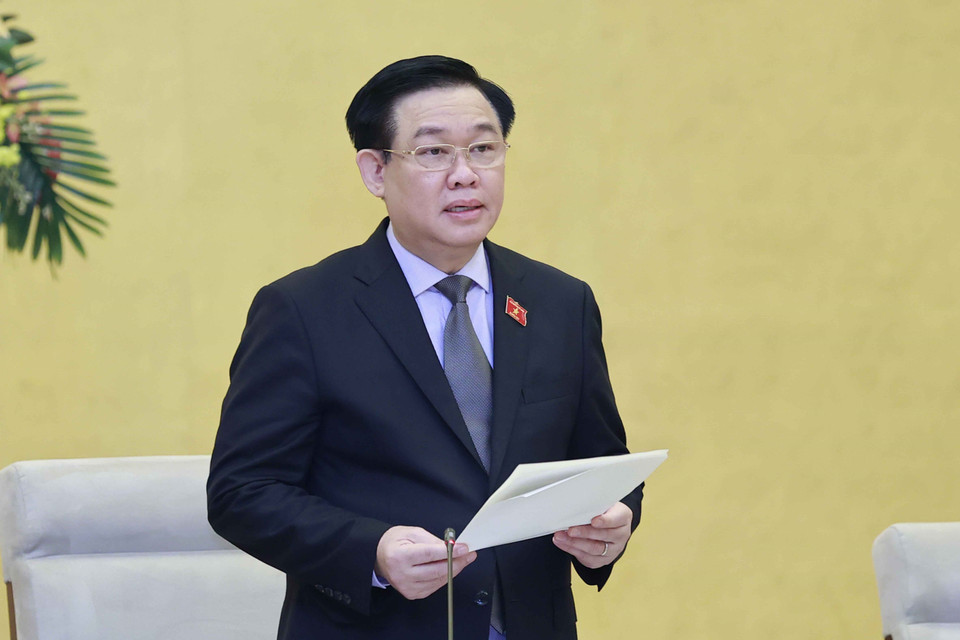 Chủ tịch Quốc hội Vương Đình Huệ phát biểu khai mạc. (Ảnh: Doãn Tấn/TTXVN)