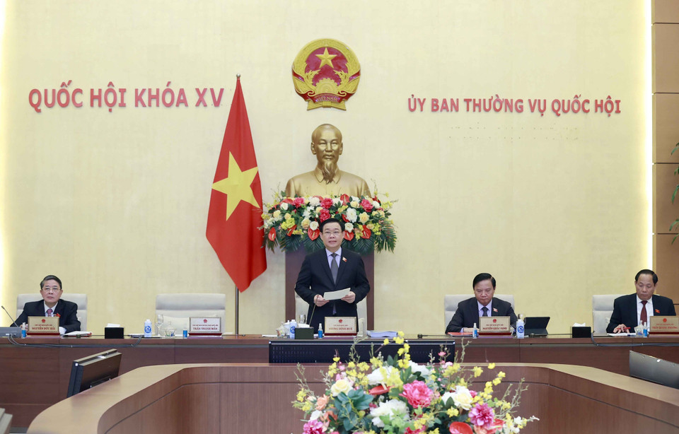 Chủ tịch Quốc hội Vương Đình Huệ phát biểu khai mạc. (Ảnh: Doãn Tấn/TTXVN)